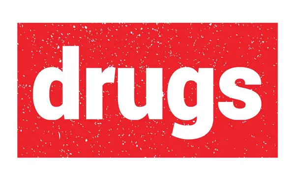 Drogas Texto Escrito Rojo Signo Grungy Sello —  Fotos de Stock
