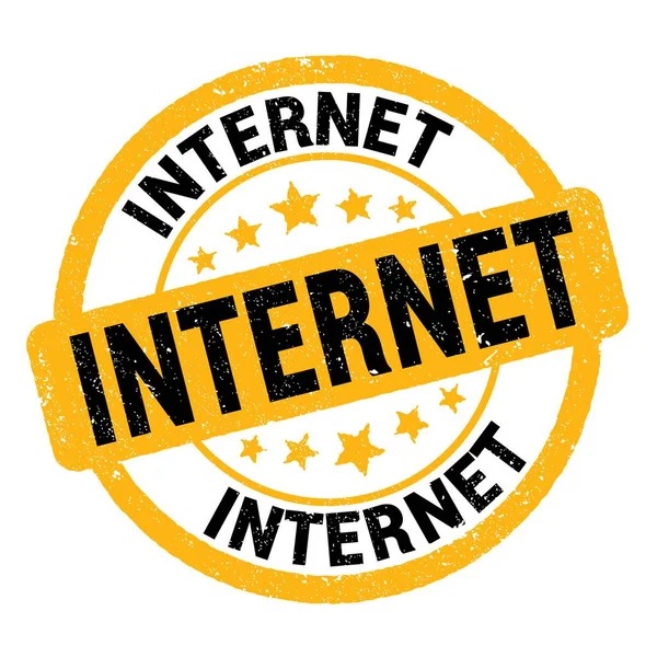 Internet Text Written Yellow Black Grungy Stamp Sign — Zdjęcie stockowe