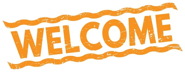 Welcome Text Written Orange Lines Stamp Sign — Stock Photo, Image