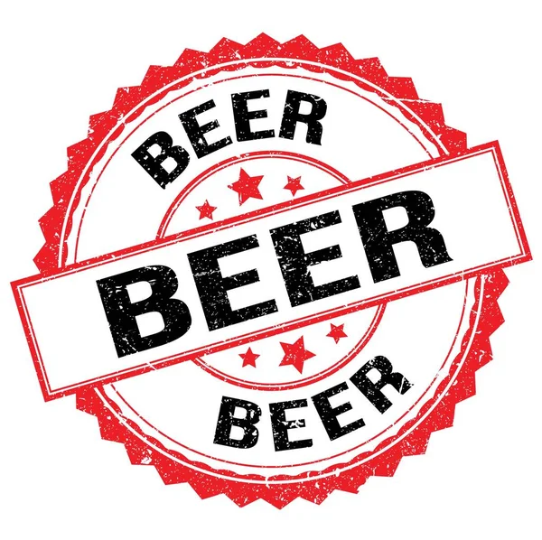Beer Text Written Red Black Stamp Sign — 图库照片