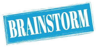 Mavi dikdörtgen mühür işareti üzerine yazılmış BREINSTORM metni.