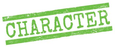 CHARACTER yeşil grungy satır işareti üzerine yazılmış metin.