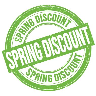 Yeşil yuvarlak grungy mühür işareti üzerine yazılmış Spring DisCOUNT metni