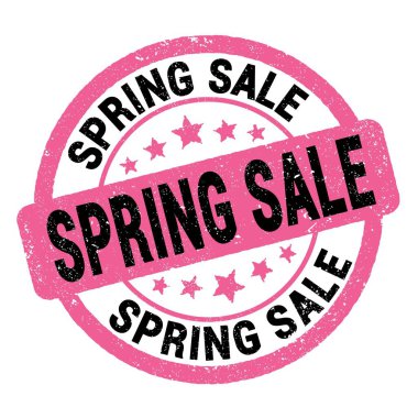 Pembe-siyah grungy işareti üzerine yazılmış bahar indirimi metni.