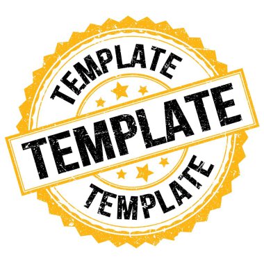 TEMPLATE metni sarı-siyah yuvarlak pul işareti üzerine yazılmış
