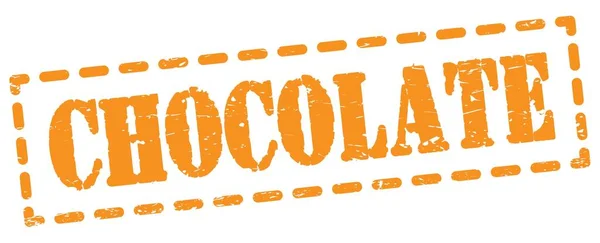 Chocolate Tekst Geschreven Oranje Streepje Stempel Teken — Stockfoto
