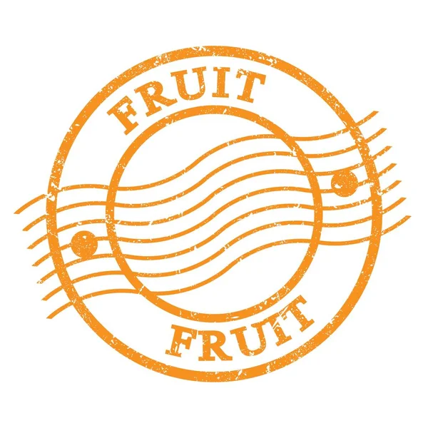 Fruit Text Napsaný Oranžové Grungy Poštovní Známce — Stock fotografie