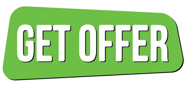 Get Offer Text Napsaný Zeleném Trapeze Razítku — Stock fotografie