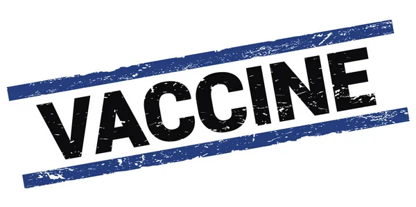 Vaccine Tekst Napisany Czarno Niebieskim Prostokątnym Znaku Znaczka — Zdjęcie stockowe