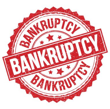 Kırmızı yuvarlak pul işareti üzerine yazılmış BANKRUPTCY metni