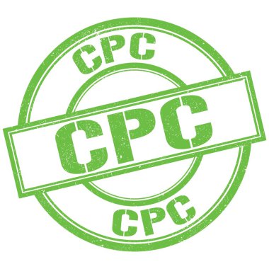 CPC text written on green round stamp sign