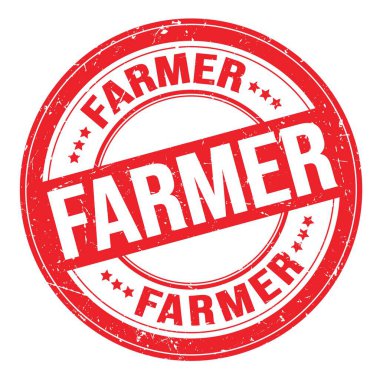 Kırmızı yuvarlak grungy işareti üzerine yazılmış FARMER metin