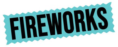 Mavi-siyah zig-zag işareti üzerine yazılmış havai fişek metni.