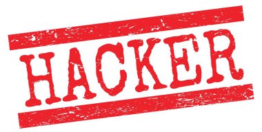 HACKER metni kırmızı grungy satır işareti üzerine yazılmış.