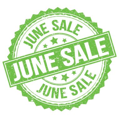 Yeşil yuvarlak damga işareti üzerine yazılmış haziran satışı metni