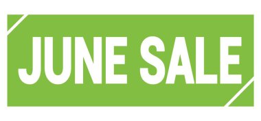 JUNE SALE text written on green grungy stamp sign.