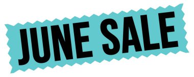 Mavi-siyah zig-zag mühür işareti üzerine yazılmış haziran satışı metni.