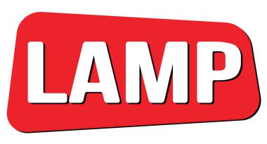 Kırmızı trapez damgasıyla yazılmış LAMP metni.
