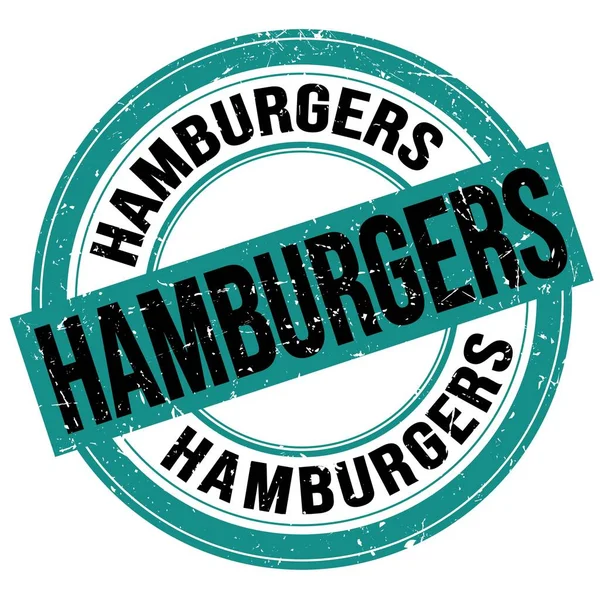 Hamburgers Texto Escrito Azul Preto Redondo Sinal Carimbo Grungy — Fotografia de Stock