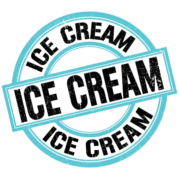 Ice Cream文字写在蓝黑色圆形邮票上 — 图库照片