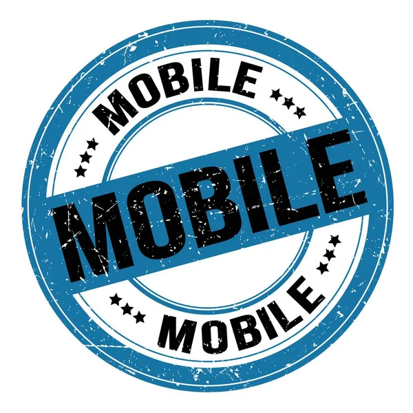 Mobile Szöveg Kék Fekete Kerek Grungy Bélyegzőtáblára Írva — Stock Fotó