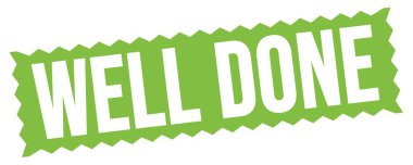 Yeşil zig-zag pul işareti üzerine iyi yapılmış metin.