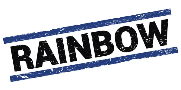 Κείμενο Rainbow Γραμμένο Μαύρο Μπλε Ορθογώνιο Σήμα Σφραγίδα — Φωτογραφία Αρχείου