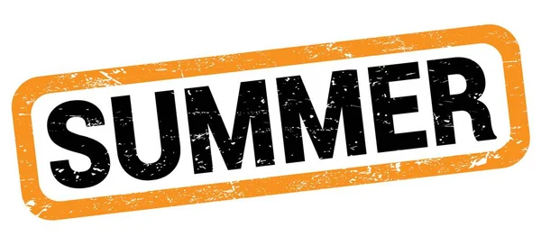 Summer Text Written Orange Black Rectangle Stamp Sign — Stockfoto