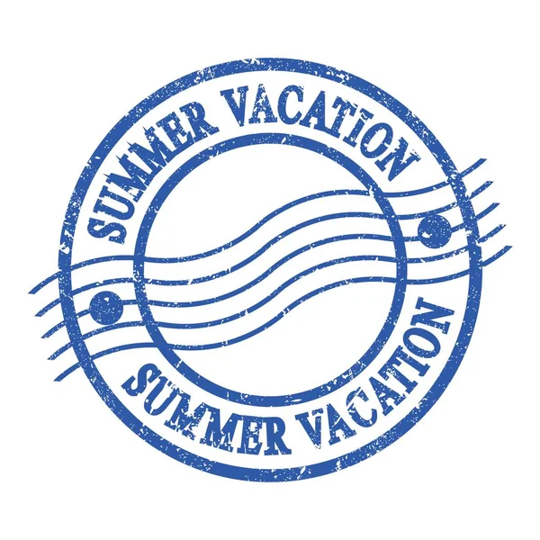 Summer Vacation Text Skriven Blå Grungy Poststämpel — Stockfoto