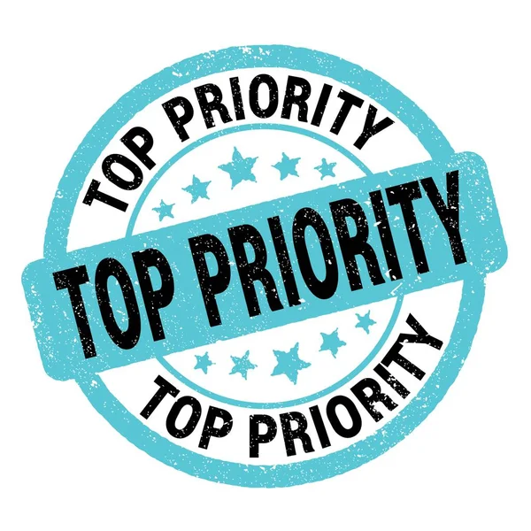 Top Prioridade Texto Escrito Sinal Selo Grungy Azul Preto — Fotografia de Stock