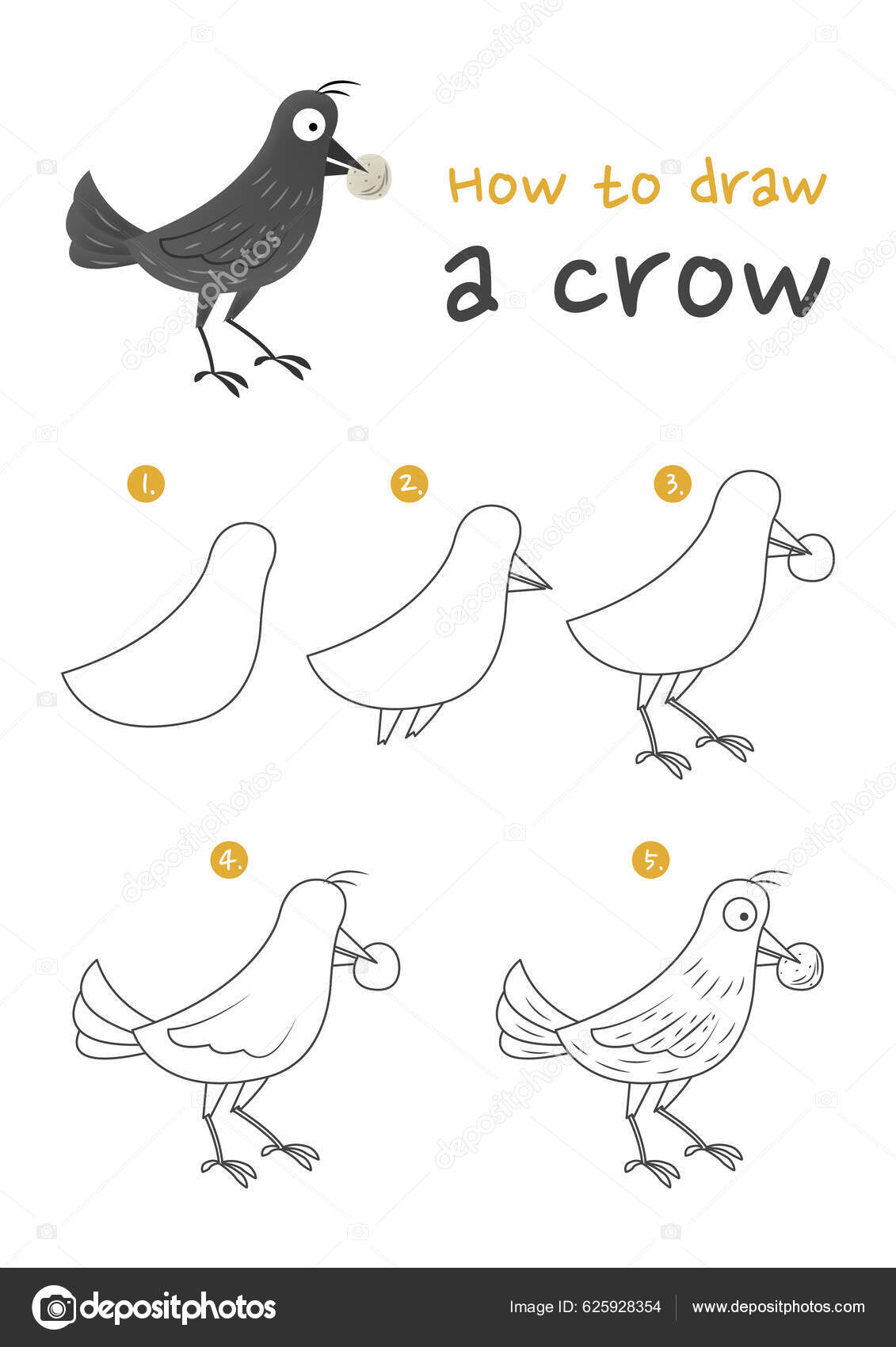 crow drawing easy step - YouTube
