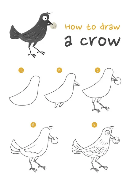 How to draw a Crow//flying crow easy and simple drawing step by step//flying  bird drawing - YouTube