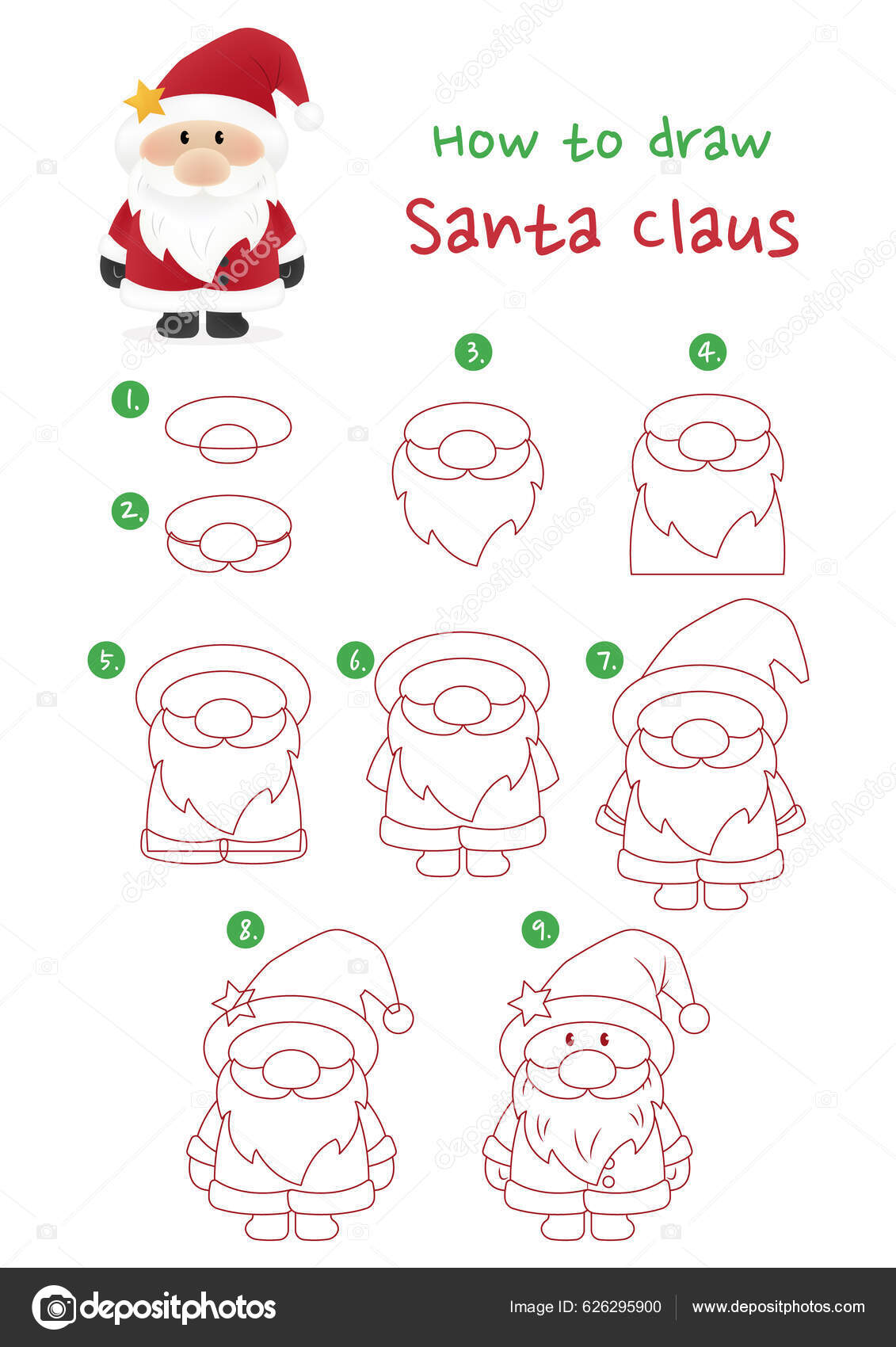 Como Desenhar Pequena Ilustração Vetorial Papai Noel Desenhe Papai Noel  imagem vetorial de NutkinsJ© 626295900