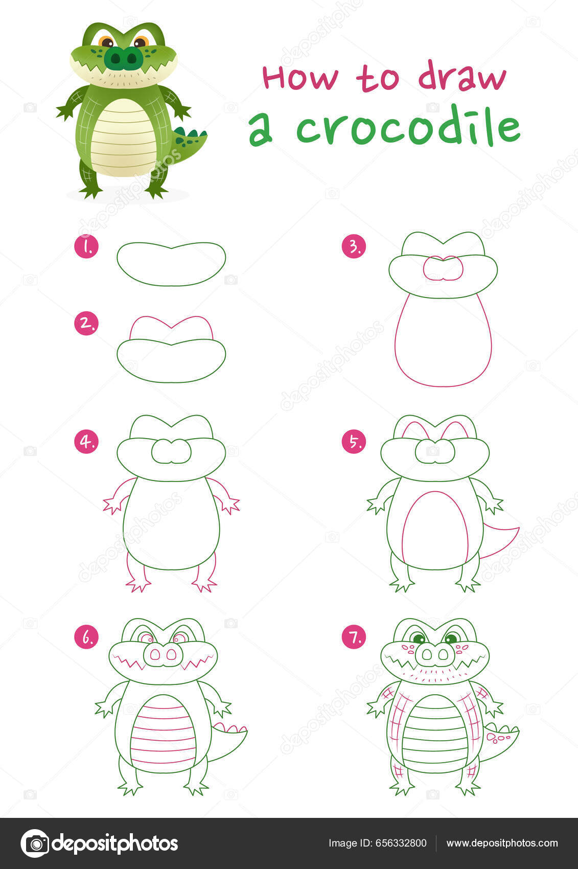 Como Desenhar Uma Ilustração Vetorial Crocodilo Desenhe Jacaré