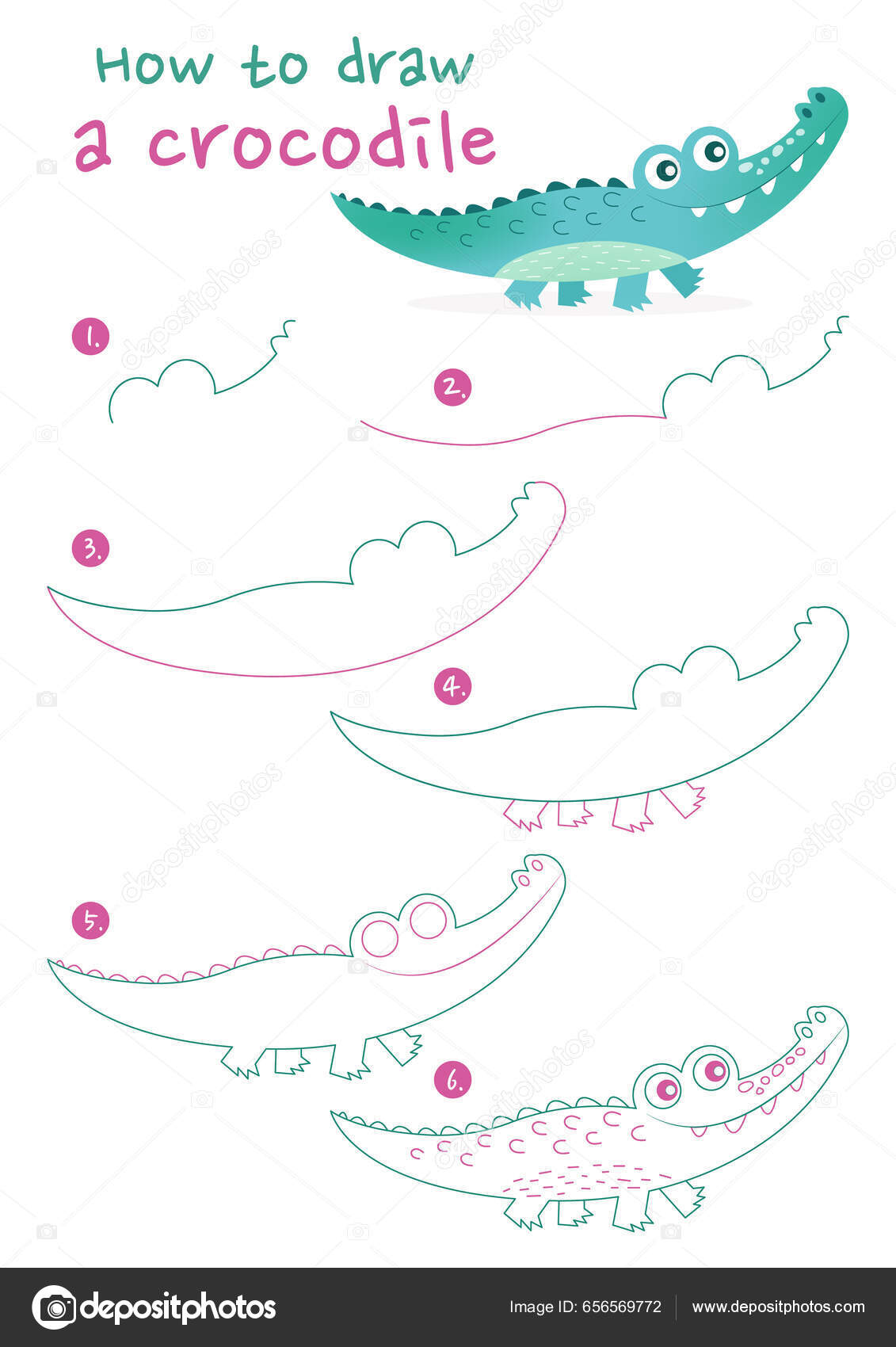 Como Desenhar Uma Ilustração Vetorial Crocodilo Desenhe Jacaré