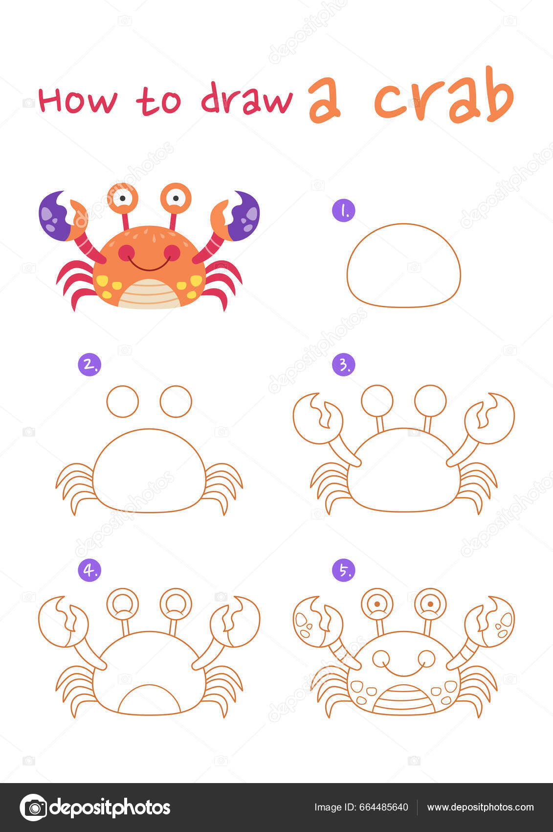 Hogyan Kell Rajzolni Egy Rák Vektor Illusztráció Rajzolj Egy Rákot ...