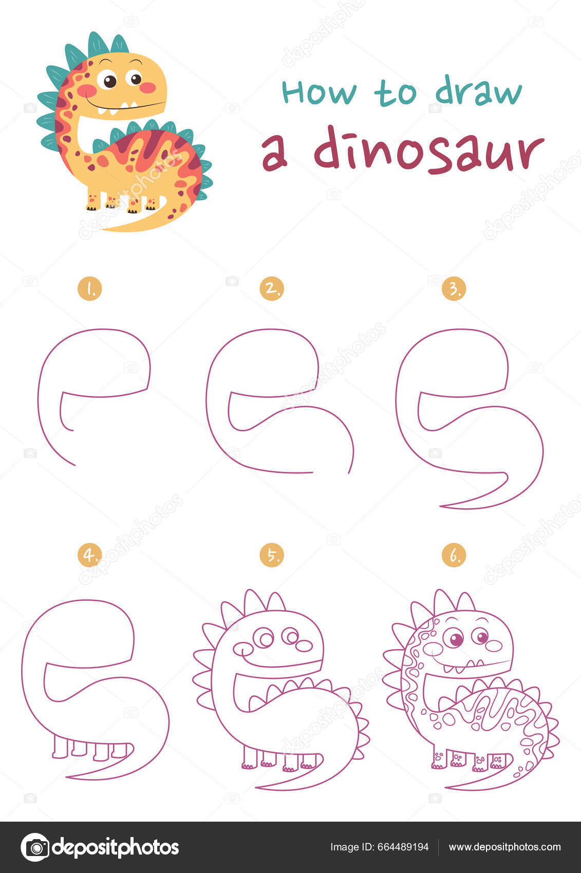 Desenhos de Dinossauro - Como desenhar Dinossauro passo a passo