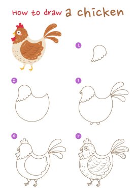 Tavuk vektör çizimi nasıl yapılır? Adım adım bir tavuk çiz. Şirin ve kolay çizim rehberi.