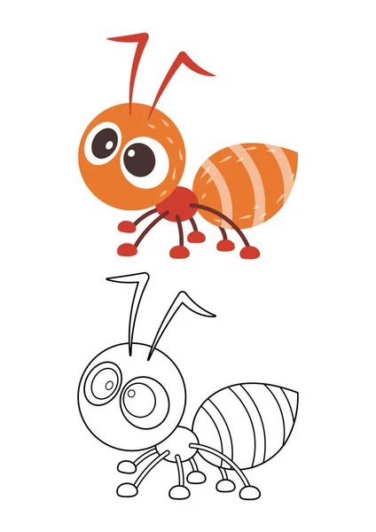 Hormiga Insecto Lindo Vector Ilustración Dibujos Animados Aislados Sobre Fondo — Vector de stock