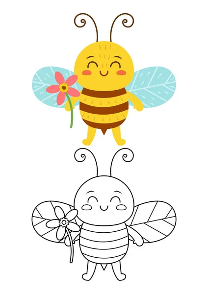 Bee Cute Vector Illustration Cartoon Isolated White Background Honey Bee — Stock Vector