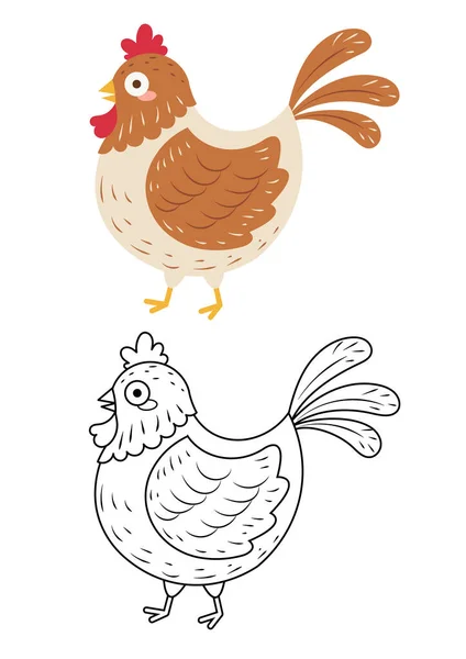 Κοτόπουλο Χαριτωμένο Διάνυσμα Εικονογράφηση Κινουμένων Σχεδίων Που Απομονώνονται Λευκό Φόντο — Διανυσματικό Αρχείο
