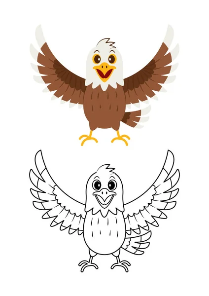 Eagle Χαριτωμένο Διάνυσμα Εικονογράφηση Κινουμένων Σχεδίων Που Απομονώνονται Λευκό Φόντο — Διανυσματικό Αρχείο