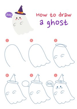 Küçük hayalet vektör çizimi nasıl yapılır? Cadılar Bayramı hayaletini adım adım çiz. Şirin ve kolay çizim rehberi.