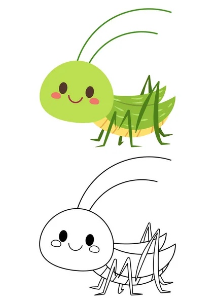 Grasshopper Lindo Vector Ilustración Dibujos Animados Aislados Sobre Fondo Blanco — Vector de stock