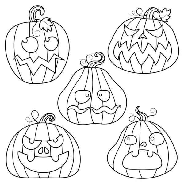 Ensemble Dessin Animé Illustration Vectorielle Citrouilles Halloween Isolé Sur Fond — Image vectorielle
