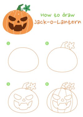 Cadılar Bayramı kabağı çizimi nasıl yapılır. Adım adım Jack-o-Lantern 'i çiz. Şirin ve kolay çizim rehberi.