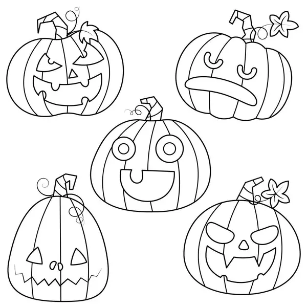 Ensemble Dessin Animé Illustration Vectorielle Citrouilles Halloween Isolé Sur Fond — Image vectorielle