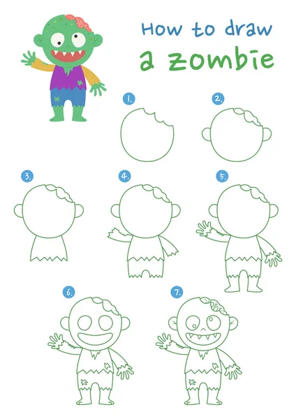 Zombi vektör çizimi nasıl yapılır? Adım adım zombi çiz. Şirin ve kolay çizim rehberi.