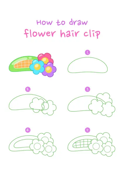 How Draw Flower Hair Clip Vector Illustration Draw Hair Clip — Stok Vektör