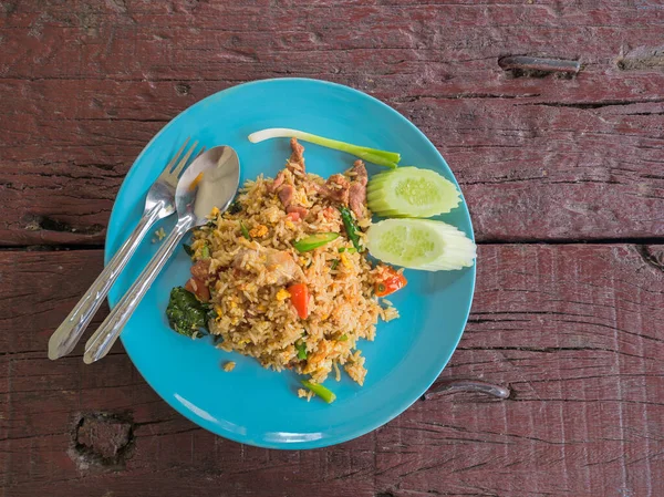 Menu Makanan Yang Menggunakan Nasi Goreng Telur Daging Atau Sayuran — Stok Foto
